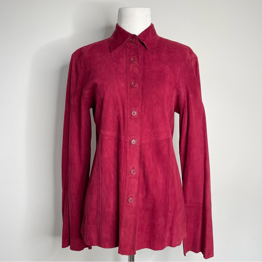 Vintage Margaret Godfrey 100% Genuine Leather Buttery Soft Bell Sleeve Blouse